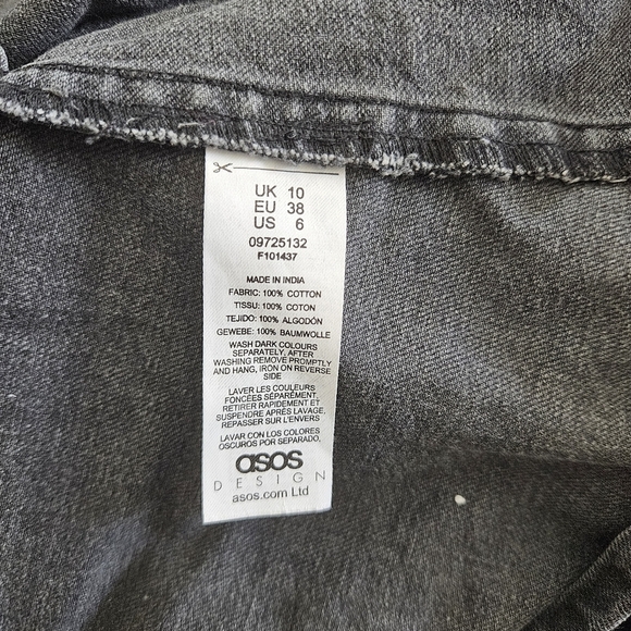 Asos Women's 6 Black Denim Button-Up Dress Short Sleeve Knee Length Midi Jean - Picture 7 of 8